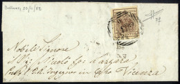 Cover "BELLUNO 22 / 2", Annullo LOV Su 30 Cent., Primo Tipo, Su Lettera Per Vicenza, Firm. Sorani (Sass. 7f - 4P.) - Lombardo-Vénétie