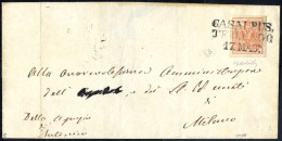 Cover "CASAL PUS: / TERLENGO / 17. MAG.°", Annullo SD Su 15 Cent., Carta A Macchina, Su Lettera Per Milano (Sass. 20 - 5 - Lombardo-Venetien