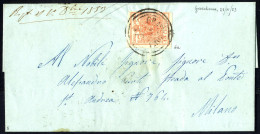 Cover "GRAVEDONA 28 / 11", Annullo C3 Su 15 Cent. Su Lettera Per Milano (Sass. 6a - 5P.) - Lombardo-Venetien