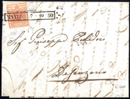 Cover "MANTOVA / 7 - 10 / 50", Annullo R50 Su 15 Cent. Rosso, Primo Tipo, Su Lettera Per Desenzano, Firm. Raybaudi (Sass - Lombardije-Venetië