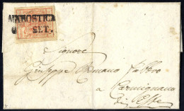 Cover "MAROSTICA / 6 SET.", Annullo SD Su 15 Cent. Rosso Su Lettera Per Carmignano (Sass. 4P.) - Lombardy-Venetia