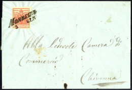 Cover "MORBEGNO / 3 GEN.", Annullo SI Ig Su 15 Cent. Rosso Su Lettera Per Chiavenna (Sass. 6 - 5P.) - Lombardije-Venetië