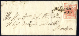 Cover "Piadena / 4 DIC.", Annullo Corsivo Su 15 Cent., Carta A Macchina Su Lettera Per Mantova (Sass. 20 - 5P.) - Lombardo-Vénétie