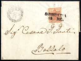 Cover "SABBIONETTA / 15 DIC.", Annullo SD Su 15 Cent. Rosso Su Lettera Per Bozzolo (Sass. 6 - 6P.) - Lombardy-Venetia