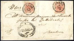 Cover "VIADANA 17 / 3, Due Annulli C1 Su Due Esemplari 15 Cent., Carta A Macchina, Su Lettera Per Mantova (Sass. 20 - 4P - Lombardo-Vénétie