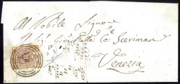 Cover "VILLAFRANCA 11 / 5", Annullo C3 Su 30 Cent., Primo Tipo, Su Lettera Per Venezia, Firm. Sorani (Sass. 7 - 4P.) - Lombardo-Vénétie