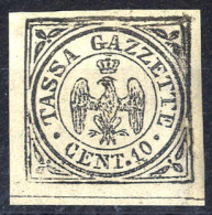 * 1859, 10 Cent. Nero, Nuovo Con Gomma Originale (Sass. 5) - Modena