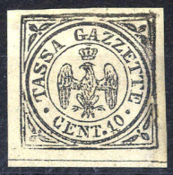 * 1859, 10 Cent. Nero, Nuovo Con Gomma Originale (Sass. 5) - Modène