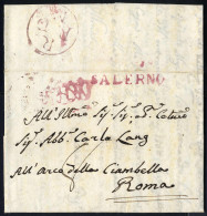 Cover 1808, Bollo "SALERNO" Lilla Acquoso, Lettera Da Cava Del 13.6. Con Transito Per Napoli (bollo 1.38 Lilla Acquoso S - Neapel