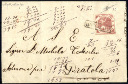 Cover 1859, Lettera Da Napoli Il 18.8 Per Pratola Affrancata Con 2 Gr. III Tavola Con Varietà Di Incisione Angolo Inferi - Napels