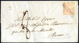 Cover 1858, Lettera Per Roma Affrancata Con 5 Gr. Rosa Mattone I Tavola, Firmata Chiavarello, Sass. 8 - Neapel