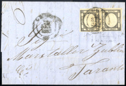 Cover 1862, Lettera Del 289.1862 Da Galatina Per Taranto, Affrancata Con Una Coppia Orizzontale Dell' 1 Grana Nero, Ampi - Naples