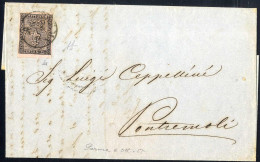 Cover 1857, Lettera Da Parma Il 6.10 Per Pontremoli Affrancata Con 15 C. Rosa, Firmata AD E Gazzi, Sass. 3 / 550,- - Parme