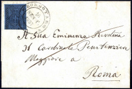 Cover 1857, Lettera Da Borgotaro (Sass. Punti 6) Il 16.9 Per Roma Affrancata Con 40 C. Azzurro, Sass. 5 / 5525,- - Parme
