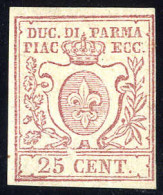 * 1857/59, 25 Cent. Bruno Lilla, Cert. Cardillo (S. 10 / 1500,-) - Parme