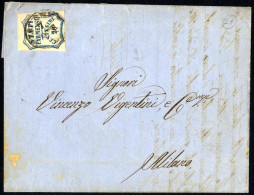 Cover 1859, Lettera Da Piacenza Il 7.10 Per Milano Affrancata Con 20 C. Azzurro, Sass. 15 / 3000,- - Parme