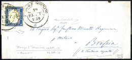 Cover 1859, Lettera Da Borgo S. Donnino Del 19.9. Per Brescia Affrancata Con 20 C. Azzurro Della IV Emissione Di Sardegn - Parme