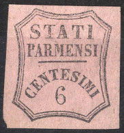 (*) 1853/57, 6 Cent. Rosa Vivo, Senza Gomma (Sass. 1) - Parme
