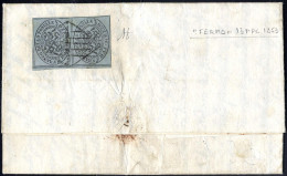 Cover 1852, 1 Baj. Grigio, Coppia Sul Verso Di Lettera Da Teramo 9.5.1853 "mai Imbucata" Per Fermo Tassata Con La Coppia - Etats Pontificaux