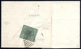 Cover 1852, "OTTO FILETTI", 1 Baj. Verde Grigiastro Al Verso Di Lettera Da Viterbo 7.8.1863 Per Piansano, Splendido, Fir - Etats Pontificaux