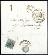Cover 1852, 1 Baj. Verde Grigiastro, Bordo Di Foglio In Basso, Su Lettera Da Spoleto 14.12.1852 Per Visso, Francobollo A - Etats Pontificaux