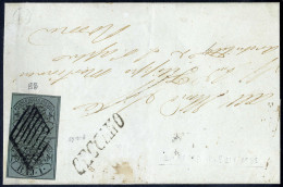 Cover 1852, 1 Baj. Verde Scuro, Coppia Verticale Su Lettera Da Ceccano 9.12.1865 Per Roma, Splendida (Sass. 2B 7/ 750,-) - Etats Pontificaux