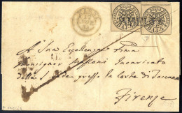 Cover 1852, 4 Baj. Bruno Grigio Chiaro, Due Esemplari Su Lettera Da Ameglia 17.11.1853 Via Narni Per Firenze, Firm. E, D - Etats Pontificaux
