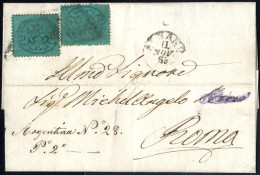 Cover 1868, 5 Cent. Azzurro Chiaro, Due Esemplari Su Lettera Del 11.11.1869 Per Roma (Sass. 25) - Etats Pontificaux