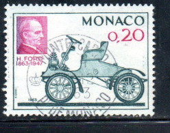MONACO 1963 CENTENARY OF BIRTH HENRY FORD AND 1903 MODEL A 20c USED USATO OBLITERE' - Used Stamps