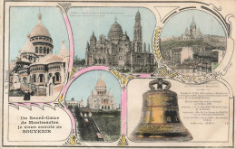 FRANCE - Paris - Montmartre - Multivues Du Sacré Coeur  - Colorisé - Carte Postale Ancienne - Paris (18)