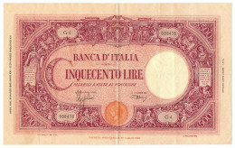 500 LIRE BARBETTI GRANDE C TESTINA FASCIO 31/03/1943 QSPL - Sonstige