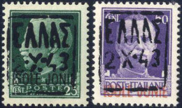 ** 1943, Marken Der Ionischen Insel, 25 + 50 C Mit Aufdruck Schwarz, Signiert Alberto Diena Auf Der 25 C, Mi. 1,2 I - Zante