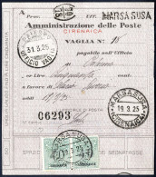 Cover 1925, Segnatasse Per Vaglia, Due 40 C. Verde Su Vaglia Da Marsa Susa Il 19.3, Sass. 2 / 1100,- - Cirenaica