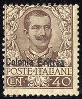** 1903, Floreale, 40 Cent. Bruno, L' Alto Val. Della Serie, Firmato Raybaudi (U. + S. 25 / 1500,-) - Eritrea