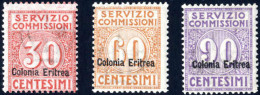 * 1916, Francobolli Per Il Servizio Commissioni D'Italia Con Soprastampa "Colonia Eritrea", Serie Completa Nuova Con Gom - Erythrée