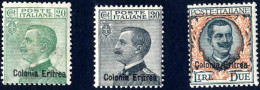 * 1924, 20 C., 30 C. E 2 L. Con Soprastampa "Colonia Eritrea", Nuovi Con Gomma Originale E Traccia Di Linguella (Sass. 9 - Eritrea