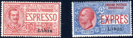 * 1915, Espressi D'Italia Con Soprastampa "Libia", Nuovi Con Gomma Originale E Traccia Di Linguella (Sass. E1-2, € 200). - Libyen