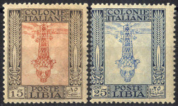 * 1921, "Centro Capovolto", 15 Cent. Bruno E Arancio E 25 Cent. Azzurro E Celeste (S. 25c, 26c / 205,-) - Libye