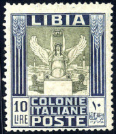 * 1921, 10 Lire Azzurro E Oliva, Firm. Caffaz (S. 32 / 500,-) - Libyen