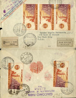 Cover 1946, Raccomandata Via Posta Aerea Del 17.4.1946 Da San Marino Via Genova Per New York, Affrancata Con 5 Valori Da - Autres & Non Classés