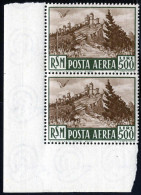 **/pair 1951, 500 L. Verde Scuro E Bruno, Coppia Verticale, Nuovo Con Gomma Integra, Sass. A 97 / 600,- - Sonstige & Ohne Zuordnung