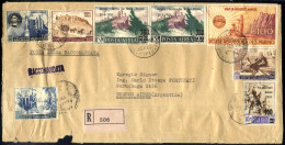 Cover 1952, Raccomandata Di Posta Aerea Del 25.2.1952 Da San Marino A Buenos Aires, Affrancata Sul Fronte E Sul Retro Co - Autres & Non Classés