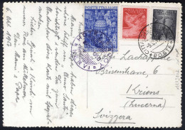 Cover 1950, Cartolina Illustrata Il 9.10.50 Per Kriens (Svizzera) Affrancata Per 51 L. Vaticano E 55 L. Italiano / 280,- - Autres & Non Classés