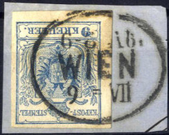 Piece "Wien", GO-fh (18 Punkte) Auf Briefstück Mit 9 Kr. Blau, ANK 5 - Autres & Non Classés