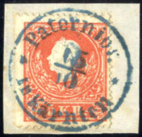 Piece "Paternion In Kärnten", RSo-f In Blau Auf Briefstück 5 Kr. Rot Kaiserkopf Nach Links Type II, 60 Punkte, ANK 13 II - Autres & Non Classés