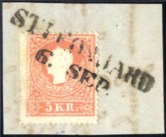 Piece "St. Leonhard / 6. SEP.", RL-R Auf Briefstück 5 Kr. Rot Kaiserkopf Nach Links Type II, 15 Punkte, Seltener Stempel - Autres & Non Classés