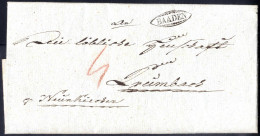 Cover "BAADEN", Ovalstempel Mit Verzierung Auf Brief Vom 11.2.1824 Nach Krumbach, Luxus (Mü. 40P.) - Autres & Non Classés
