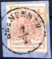 Piece "Ebenfurth", RS-f (10 Punkte) Auf Briefstück Mit 3 Kr. Rot, ANK 3 - Autres & Non Classés