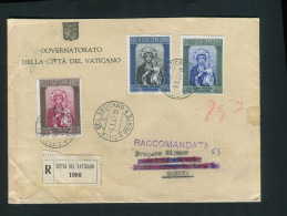 VATICANO 1957 IN ONORE MADONNA NERA BUSTA VIAGGIATA RACCOMANDATA DA VATICANO A GENOVA - Storia Postale