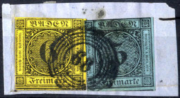 O/piece 1853/58, Ziffer Im Kreis, Briefstück Mit 6 Kr Schwarz Auf Gelb Und 3 Kr Schwarz Auf Blau, Gestempelt, Mi. 7,8 - Autres & Non Classés